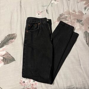 Zara Straight Leg Washed Black Denim Pants